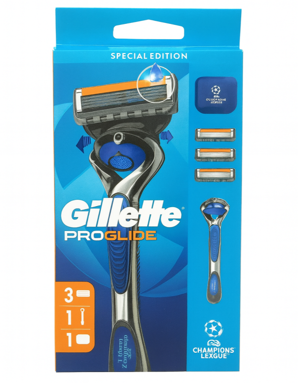Gillette Proglide 3 Станок для гоління чоловічий+футляр (Ручка+3 картриджі+футляр на картридж)