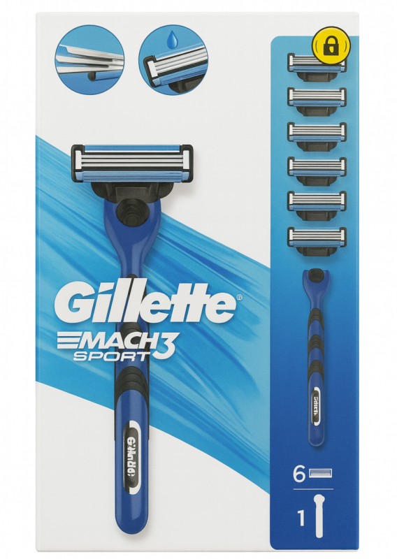 Gillette Mach3 Sport +6 картриджів Станок для гоління чоловічий