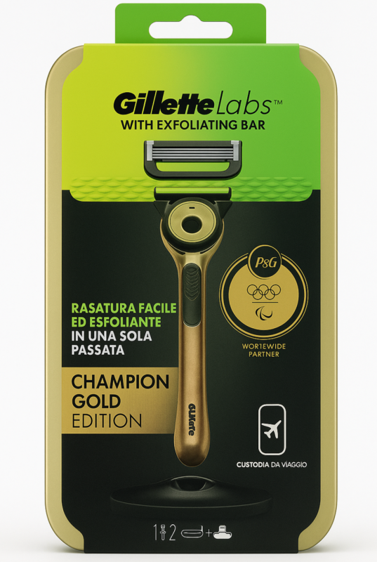 Gillette Labs Gold 2 Станок для гоління+магнітна підставка+Футляр (Ручка+2 картриджі+підставка+футляр)