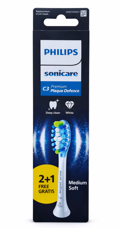 Philips Sonicare C3 Plague Defense (3шт) Білі Насадки для електричної щітки