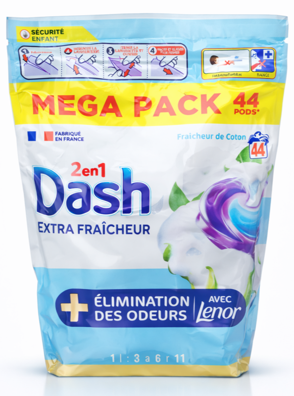 Dash (44шт) Extra Cotton 4-х компонентні капсули для прання