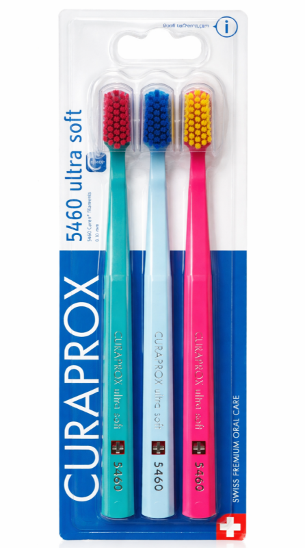 Curaprox Ultra Soft зубні щітки (3 шт) кольори: зелений / блакитний / рожевий