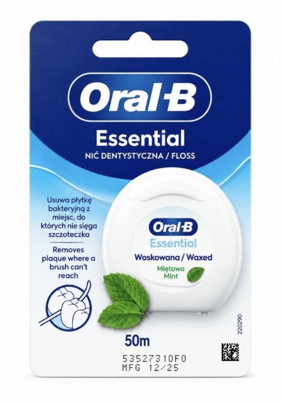 Oral-B Essential Mint Зубна нитка (вощена) з м'ятним смаком 50м