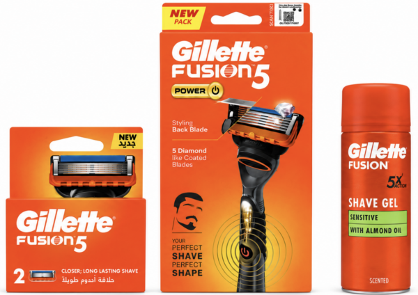 Gillette Fusion Power Станок 1 картридж+Fusion (2) змінні картриджі+Gillette Fusion Sensitive Гель для гоління 75мл+🎁 Брендована косметичка Gillette