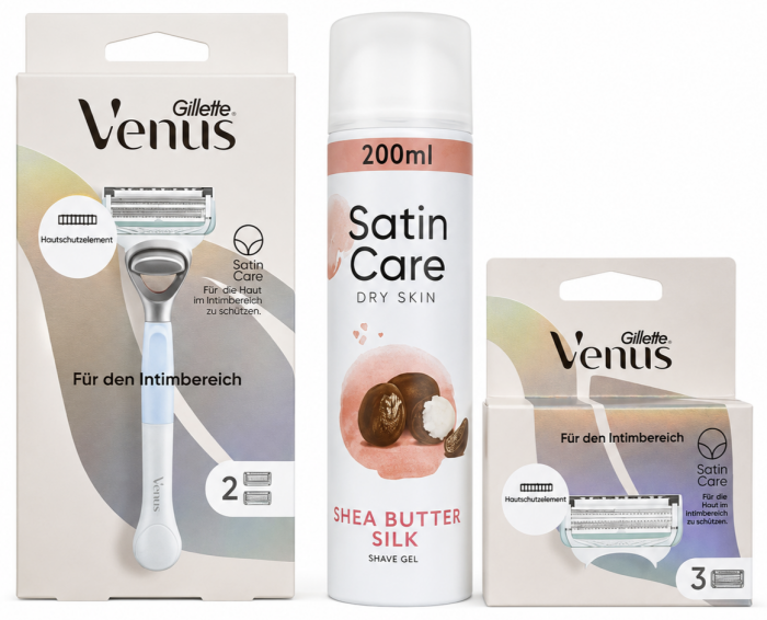 Venus Satin Care Bikini Станок 2 картриджі+Venus Satin Care Bikini (3шт)+Satin Care Shea Butter Гель для гоління 200мл