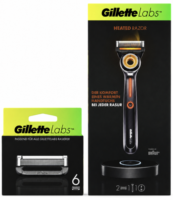 Gillette Hot Labs Станок 2 змінних картриджі+система підігріву+Gillette Labs (6 шт) змінні картриджі 🎁 Брендована косметичка Gillette