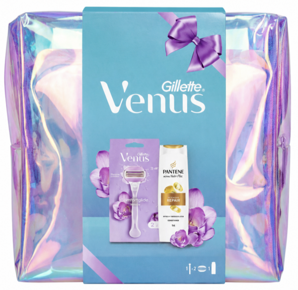 Venus Набір Станок Venus Breeze 2 картриджі+Pantene Шампунь Intense Repair 400мл+Брендована косметичка