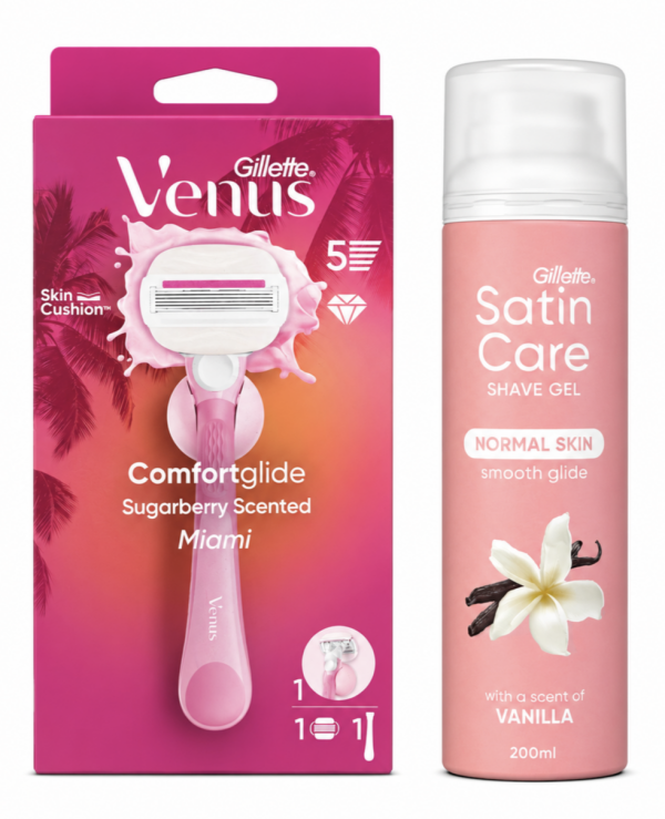 Venus Olay Miami Станок 1 картридж з тримачем+Satin Care Vanilla Гель для гоління 200мл New