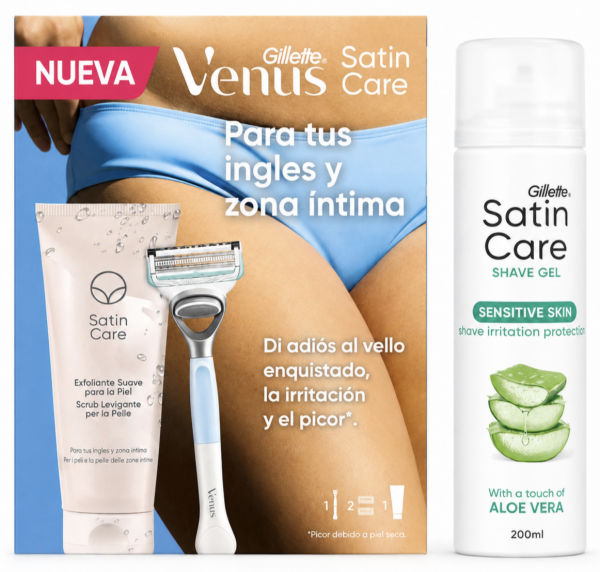 Venus Набір Bikini+Satin Care Sensitive Aloe Гель для гоління 200мл New