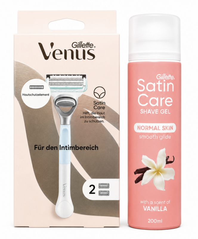 Venus Satin Care Bikini Станок 2 картридж+Satin Care Vanilla Гель для гоління 200мл New
