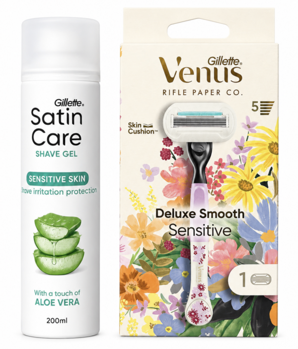 Venus Deluxe Flower Станок 1 картридж+Satin Care Aloe 200мл New