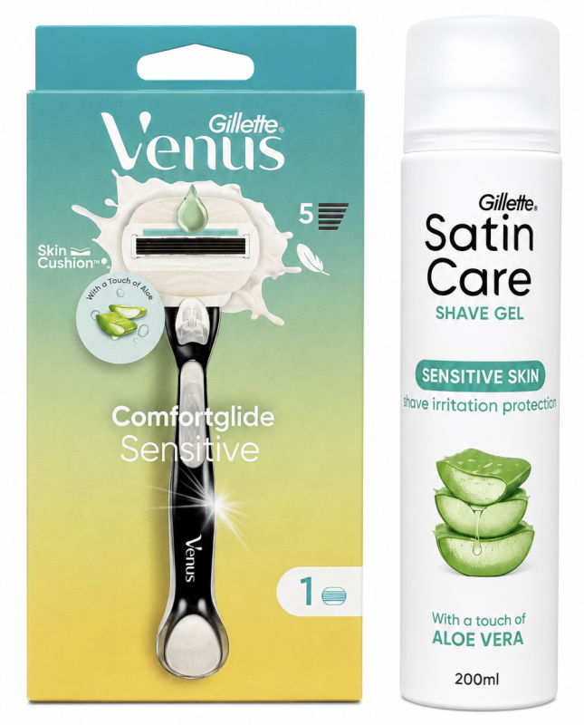 Venus Olay Aloe Станок 1 картридж+Satin Care Aloe Гель для гоління 200мл New