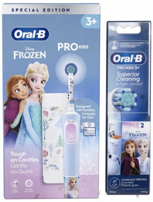 Oral-B PRO Kids 3+ Frozen Електрична зубна щітка+дорожній футляр New Pack+Oral-B PRO Kids Frozen (2шт) змінні насадки