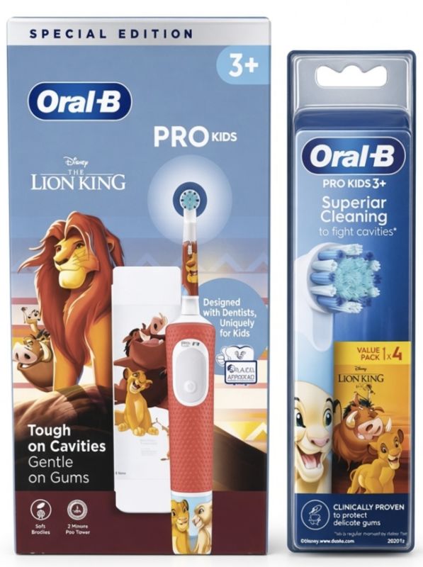 Oral-B Pro Kids 3+ Lion King Електрична дитяча зубна щітка+Oral-B PRO Lion King (4шт) змінні насадки