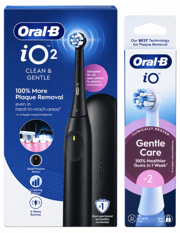 Oral-B IO Series 2 Clean & Gentle Електрична зубна щітка+футляр+Gentle Care Білі (2шт) змінні насадки