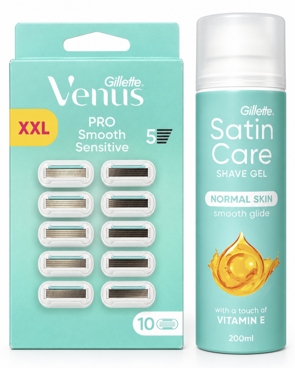 Venus DeluxeVenus Deluxe Sensitive (10шт)Box+Satin Care Vitamin E Гель для гоління 200 мл