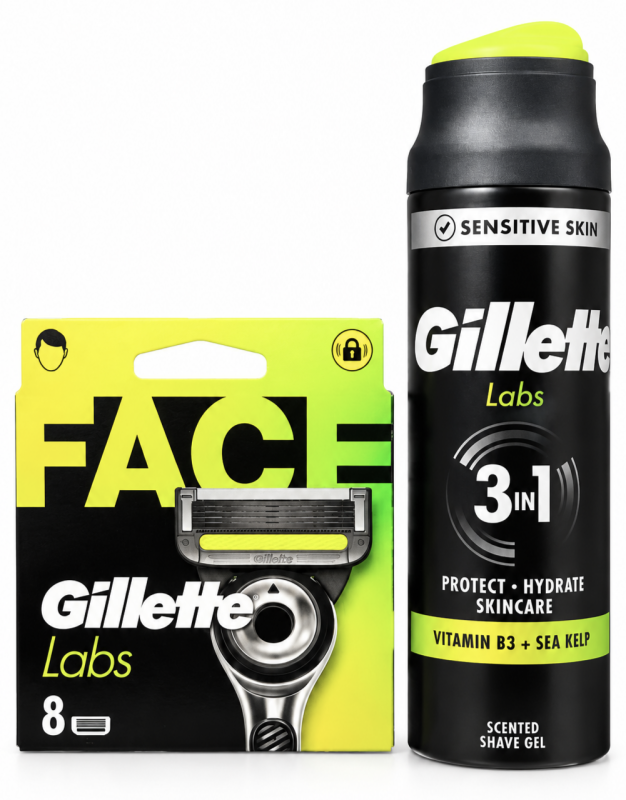 Gillette Labs Face (8шт)+Gillette Labs Гель для гоління 198мл